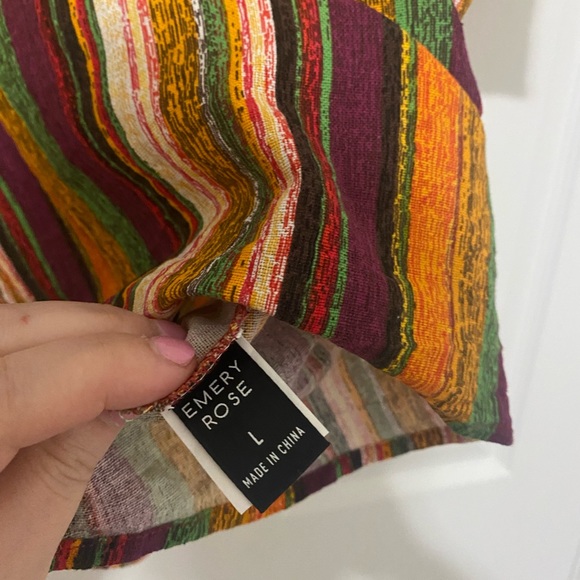 HP 5/17!! SHEIN Emery Rose Colorful Striped Cold Shoulder Top - Picture 5 of 7